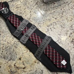 Stylish Red and Black Tie with Gray Accents